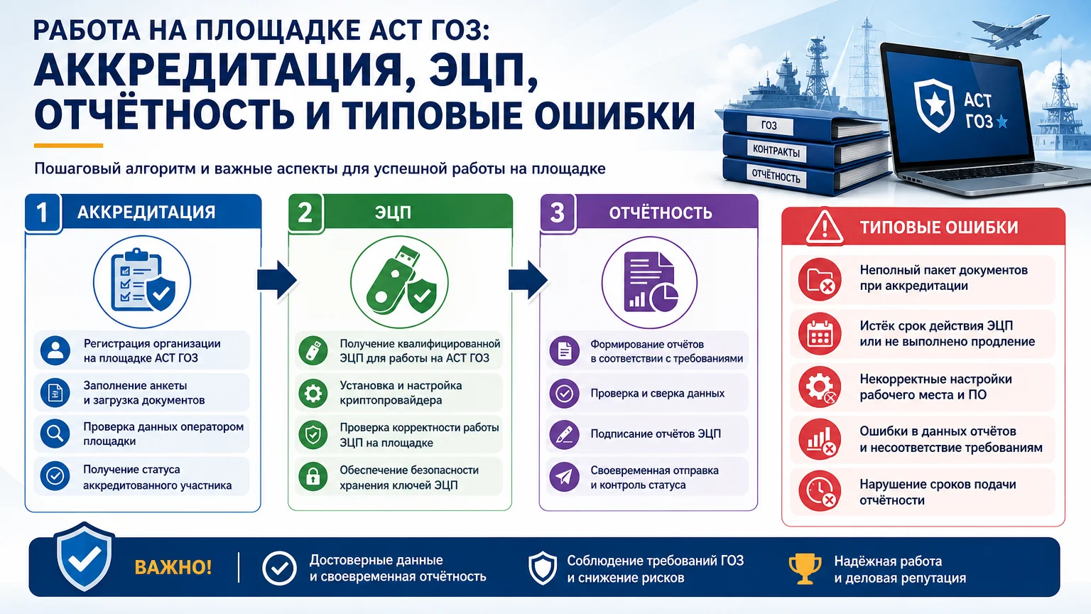 Работа на площадке АСТ ГОЗ: аккредитация, ЭЦП, отчётность и типовые ошибки