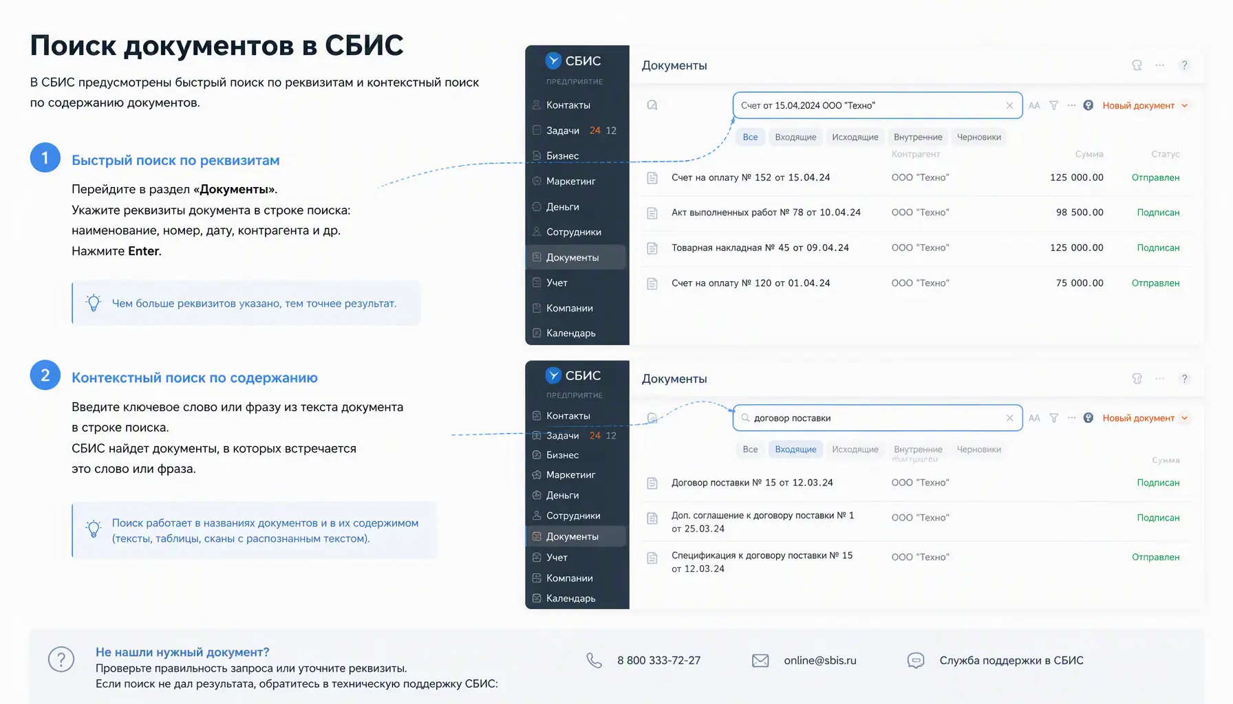 Поиск документов и техподдержка СБИС: как быстро найти нужное и решить проблему с отчётностью