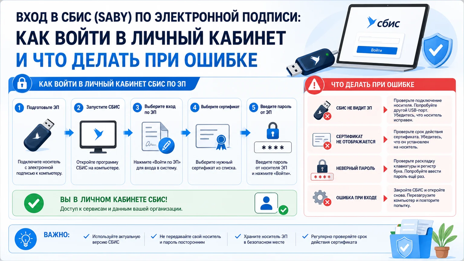 Вход в СБИС (Saby) по электронной подписи: как войти в личный кабинет и что делать при ошибке